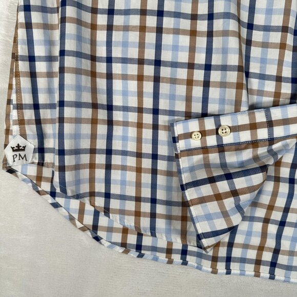Peter Millar Shirt Men Size XXL Plaid Long Sleeve Single Pocket 100% Cotton EUC - Picture 3 of 10